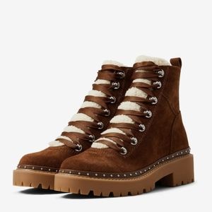 Steve Madden Rainier Booties Cognac Sue Lace Up Boots New In Box